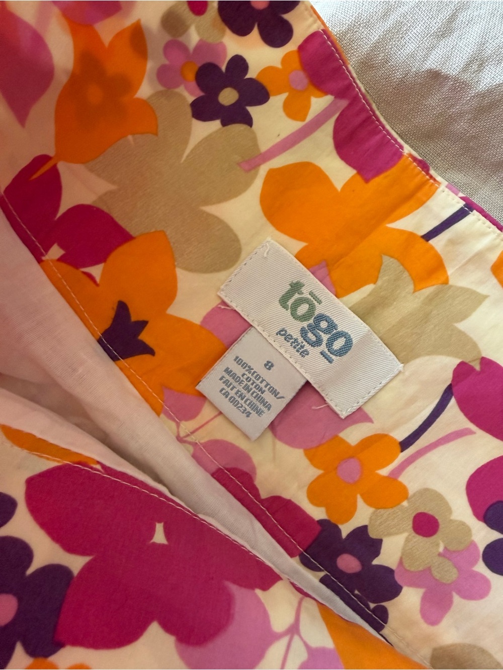 Vintage 100% cotton Floral Pleated A-Line Skirt with ribbon tie size 8 - Picture 8 of 12
